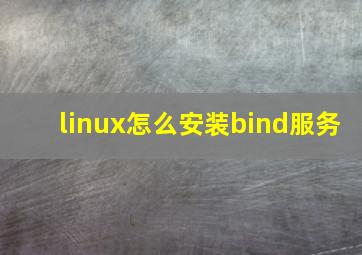 linux怎么安装bind服务