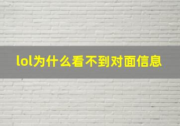 lol为什么看不到对面信息