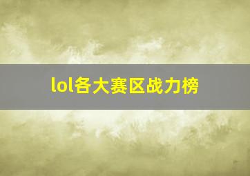 lol各大赛区战力榜