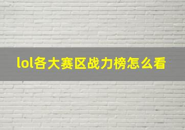 lol各大赛区战力榜怎么看