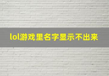 lol游戏里名字显示不出来