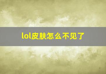 lol皮肤怎么不见了