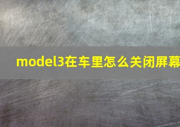 model3在车里怎么关闭屏幕