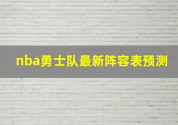 nba勇士队最新阵容表预测