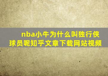 nba小牛为什么叫独行侠球员呢知乎文章下载网站视频