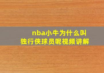 nba小牛为什么叫独行侠球员呢视频讲解