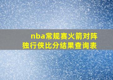 nba常规赛火箭对阵独行侠比分结果查询表