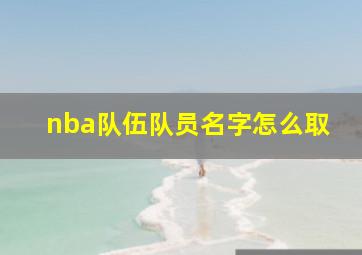 nba队伍队员名字怎么取