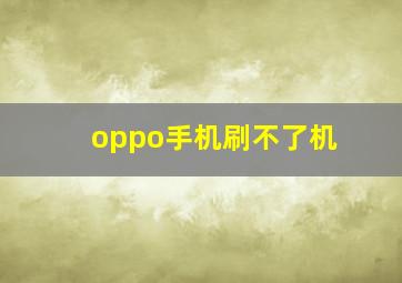 oppo手机刷不了机