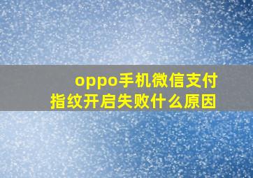 oppo手机微信支付指纹开启失败什么原因