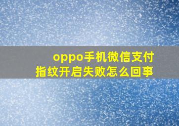 oppo手机微信支付指纹开启失败怎么回事