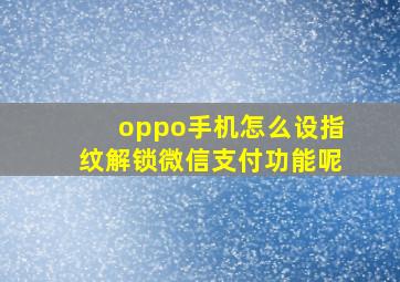 oppo手机怎么设指纹解锁微信支付功能呢