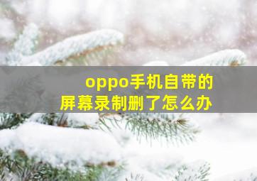 oppo手机自带的屏幕录制删了怎么办