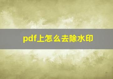 pdf上怎么去除水印