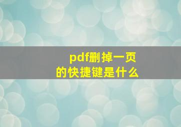 pdf删掉一页的快捷键是什么