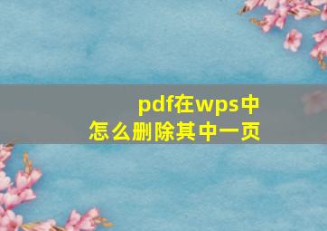 pdf在wps中怎么删除其中一页