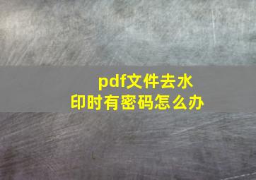 pdf文件去水印时有密码怎么办