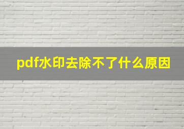 pdf水印去除不了什么原因