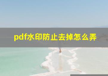 pdf水印防止去掉怎么弄