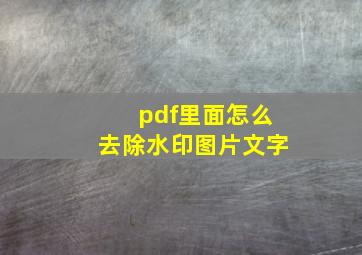 pdf里面怎么去除水印图片文字