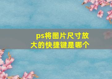 ps将图片尺寸放大的快捷键是哪个