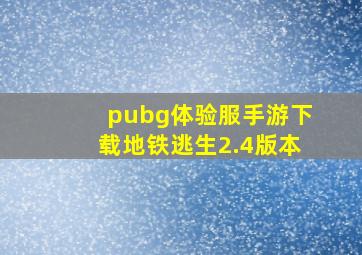 pubg体验服手游下载地铁逃生2.4版本