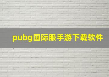 pubg国际服手游下载软件