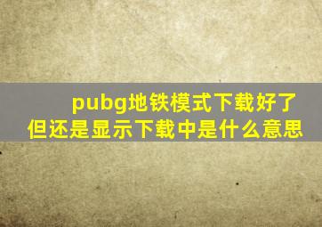 pubg地铁模式下载好了但还是显示下载中是什么意思