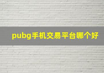 pubg手机交易平台哪个好