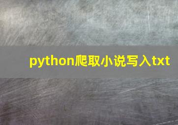 python爬取小说写入txt