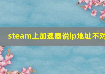 steam上加速器说ip地址不对