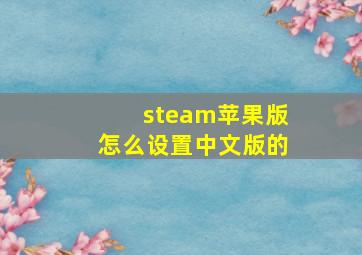 steam苹果版怎么设置中文版的