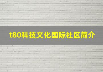 t80科技文化国际社区简介