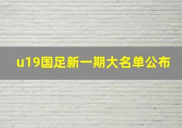 u19国足新一期大名单公布