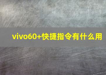 vivo60+快捷指令有什么用