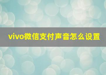 vivo微信支付声音怎么设置