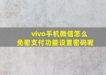 vivo手机微信怎么免密支付功能设置密码呢