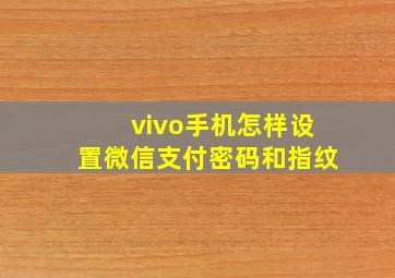 vivo手机怎样设置微信支付密码和指纹