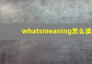 whatsmeaning怎么读