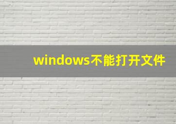 windows不能打开文件