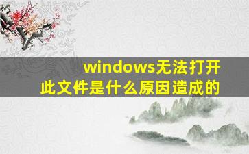 windows无法打开此文件是什么原因造成的