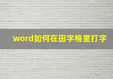 word如何在田字格里打字