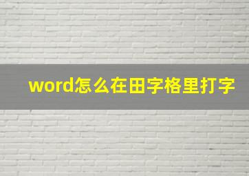 word怎么在田字格里打字