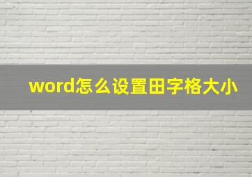 word怎么设置田字格大小