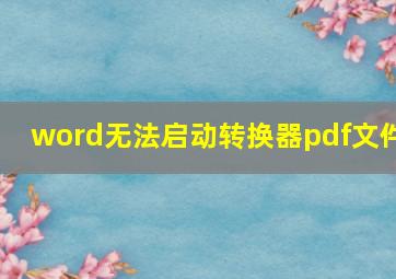 word无法启动转换器pdf文件