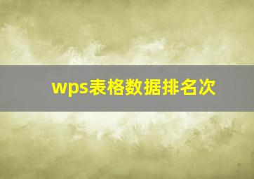 wps表格数据排名次