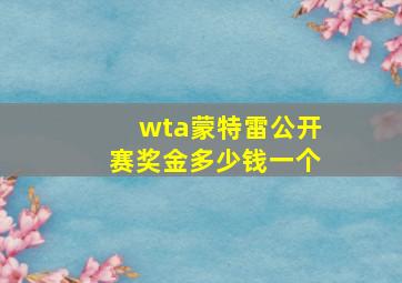 wta蒙特雷公开赛奖金多少钱一个