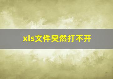 xls文件突然打不开