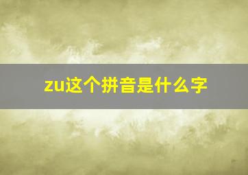 zu这个拼音是什么字