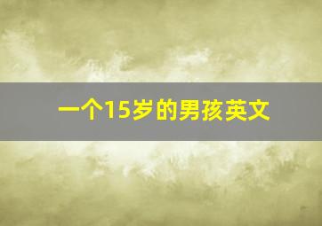 一个15岁的男孩英文